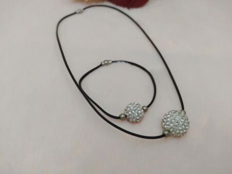 Hdmarketim Swarovski Taşlı Kaucuk Bileklikli Kolye