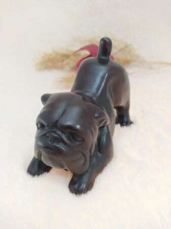 Hdmarketim Reçine  Siyah Biblo Bulldog Köpek Heykel