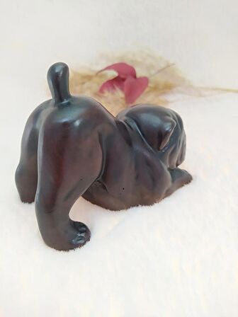 Hdmarketim Reçine  Siyah Biblo Bulldog Köpek Heykel