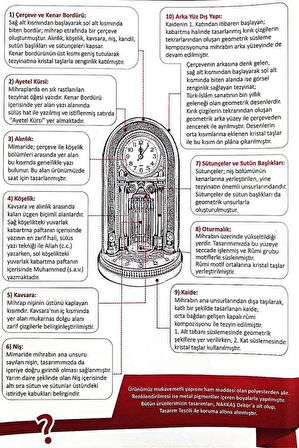 Saatli Eyüp Sultan Cami Mihrab Biblosu Orta Boy Sedef Renk Obje Ayet Masaüstü Saat