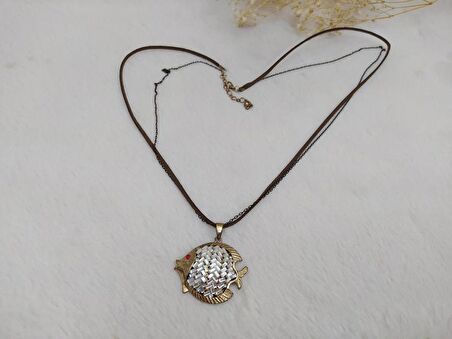 Hdmarketim Otantik Modern Taşlı Balık Kolye