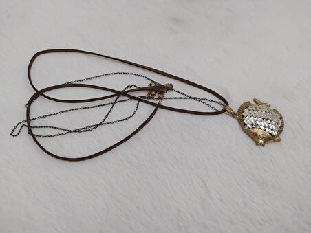 Hdmarketim Otantik Modern Taşlı Balık Kolye