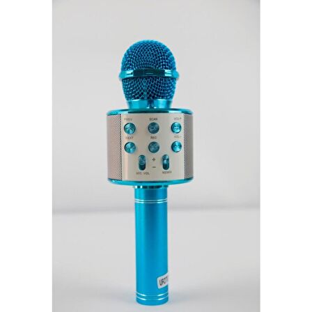 Zoom Uyumlu Ses Değiştiren Karaoke Mavi Mikrofon Bluetooth Hoparlör Aux Usb Sd Kart  