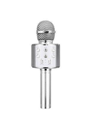 Zoom Uyumlu Ses Değiştiren Karaoke Metalik Mikrofon Bluetooth Hoparlör Aux Usb Sd Kart  