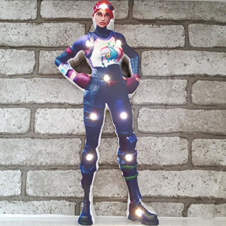 Fortnite Brite Bomber Karakteri Led Işıklı Pano Biblo Ahşap Masa Dekor