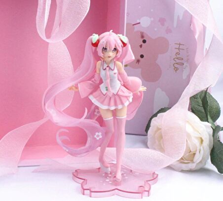 Hatsune Miku Sakura Anime Aksiyon Büyük Figür Oyuncak Biblo 19cm