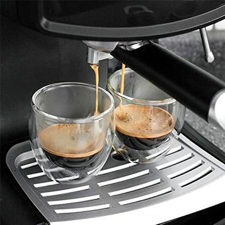 2 Adet 250 ml Çift Duvarlı Espresso Magnolia Tatlı Cam Bardak Çay Kahve Süt Kupa Bardak Borosilikat Çift Cidarlı Cam Bardak    