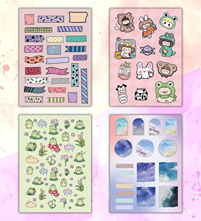Vintage My DIY Sticker Book 24 * 17 cm 16 Sayfa Özel Tasarım Rengarenk Sticker Kitabı
