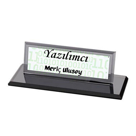 Yazılımcılara Özel Tasarımlı Kristal Masa İsimliği