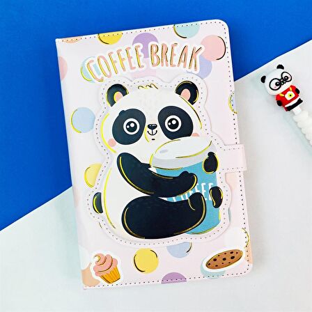 Panda Tasarımlı Kabartma Kapaklı Defter