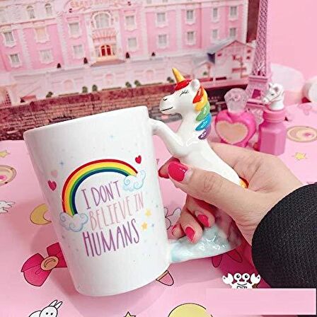 Unicorn Tasarımlı 3D Seramik Kupa Bardak 400 ml