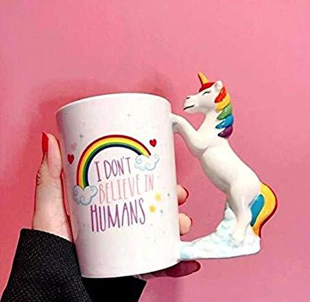 Unicorn Tasarımlı 3D Seramik Kupa Bardak 400 ml