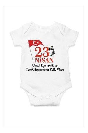 23 Nisan Çocuk Bayramı Atatürk Baskılı Pamuklu Bebek Body & Zıbın