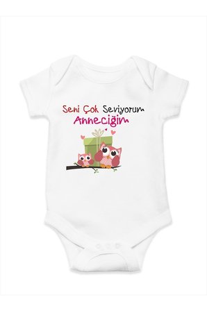 Seni Çok Seiyorum Anneciğim Baskılı Pamuklu Bebek Body & Zıbın