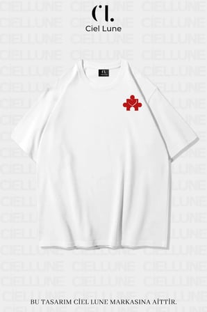 nevermind unisex heart puzzle baskılı sevgili çift kombini tasarım tişört 2'li set