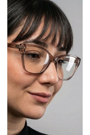 Helen Köşeli Çekik Kül Renk Trend Popüler Mavi Işık Korumalı Camı Değişebilir Gözlük