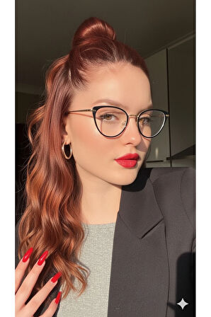 Helen Metal Gold Cat Eye Camı Değişebilen Mavi ışık korumalı Gözlük