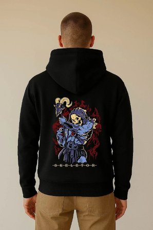 Lenithra He-Man Skeletor Anime Sırt Baskılı Unisex Oversize Hoodie Siyah / L