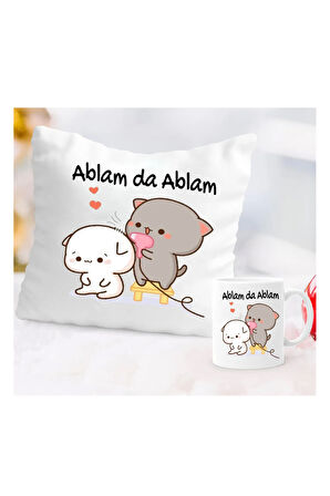 ablam da ablam fönlü yastik kupa set