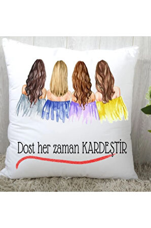 4 arkadaşa Özel dost kardeş hediyelik yastik