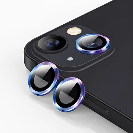 Ally İphone 13 - 13 Mini 3D Metal Çerçeveli Kamera Lens Koruyucu-(5775)