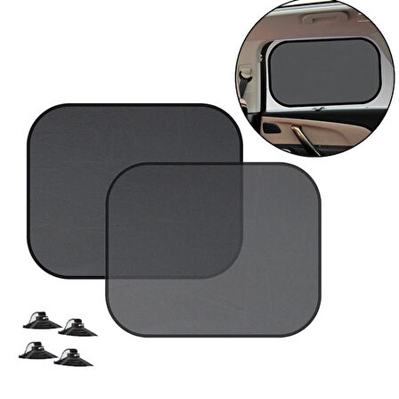 Ally Araç Oto Yan Cam Vantuzlu Güneşlik Kalkan 2 Adet 36X44Cm-(5775)