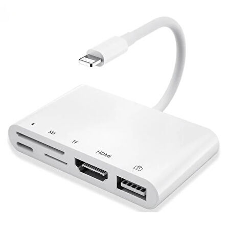 Ally 5In1 Hdmi Dijital Av Adaptör+ Otg Usb Hub Kamera Tf Sd Okuyucu-(5775)