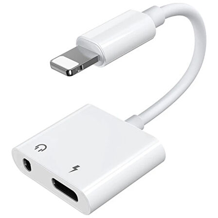 İphone-3.5Mm Kulaklık Ve Şarj Dönüştürücü Başlık Adaptör Kablo-(5775)
