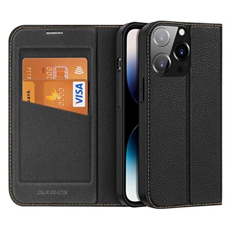 Dux Ducis 14 6.1 Kılıf Skin X2 Series Pu Deri Manyetik Kapaklı Kılıf Magnetic Folio Case-(5775)