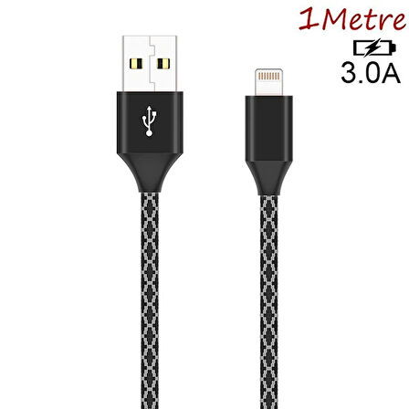 İphone 14-13-12 11 3.0A Hızlı Halat Usb Şarj Kablosu 1Mm-(5775)