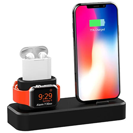 Ally 3In1 Charging Base İphone+ İwatch+ İpods Silikon Şarj Standı-(5775)