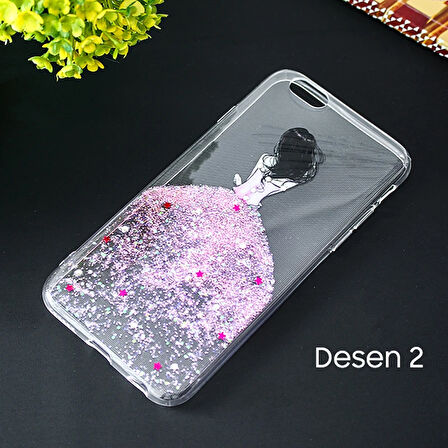 Se3-Se2 İphone 8-7 Kılıf 3D Diamond Elbise Şeffaf Silikon Kılıf-(5775)