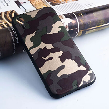 Ally İphone Xr 6.1 Kamuflaj Darbe Emici Silikon Kılıf-(5775)