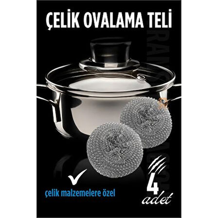 Çelik Bulaşık Ovalama Teli 4 Adet