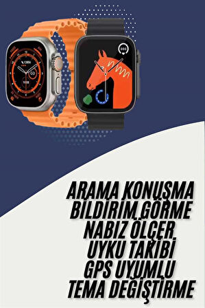 Akıllı Saat Kordon Hediyeli Güçlü Batarya Kapasiteli Titreşimli Bildirim Görme Unisex