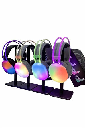 Rgb Işıklı Yüksek Ses Kaliteli Kablosuz Kulak Üstü Bluetooth Kulaklık