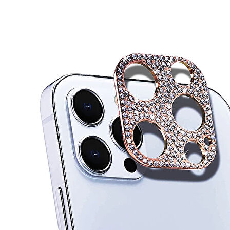 Ally İphone 12 Kamera Koruyucu Lens Diamond Taş İşlemeli-(5775)