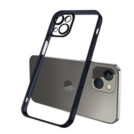 Ally Series 13 6.1Inç Kılıf Renkli Kenar Lazer Çerçeveli Silikon Kılıf-(5775)