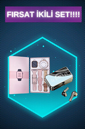 Bileklikli Amoled Ekran Akıllı Saat Ve Dijital Göstergeli Kablosuz Bluetooth Kulaklık Anc/ Enc