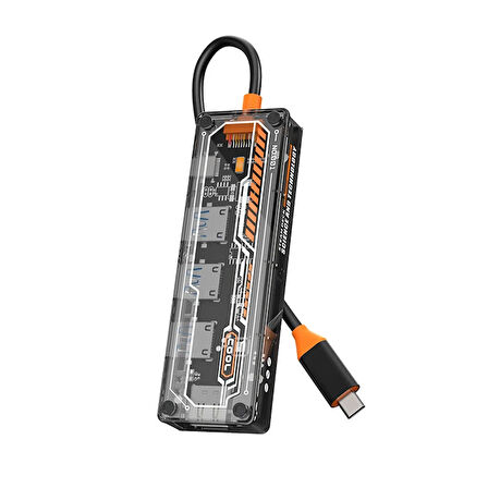 Ally 5In1 Type-C To Usb3.0 + Usb2.0 *2 + Type-C Pd 100W + Hdmi Çoğaltıcı Transparan Hub-(5775)