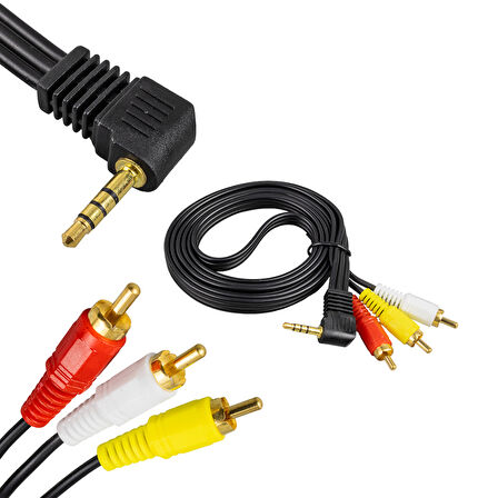 G-523A 3.5 MM STEREO ERKEK / 3 RCA 1.2 METRE UZUN JACK UYDU ALICISI AV KABLO