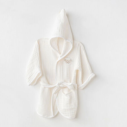 Andywawa AC24616 Bathrobe Gıft Bebek Bornoz White