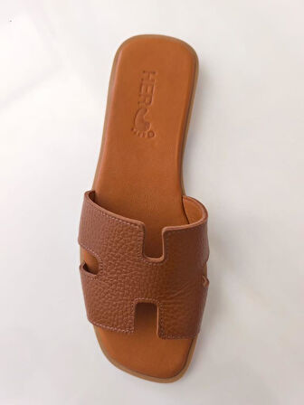 Kadın Deri Terlik Kaymaz Taban Yumuşak  Giydirimli