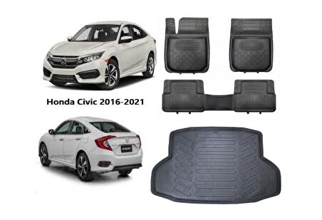 Honda Civic Sedan 2020 Model 3D Bagaj Havuzu+3D Havuzlu Paspas Force