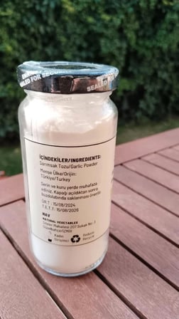 Nav Sarımsak Tozu Ev Yapımı Katkısız Koruyucusuz Cam Şişede 75 Gr