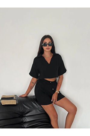 crop şort  Takım siyah renk