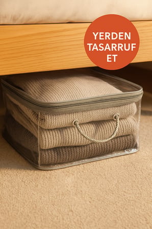5'li Set  Şeffaf Kapaklı Hurç – 28x32x15 cm Orta Boy Dolap İçi Kıyafet ve Havlu Düzenleyici