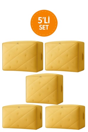 5'li Set  Şeffaf Kapaklı Hurç – 28x32x15 cm Orta Boy Dolap İçi Kıyafet ve Havlu Düzenleyici