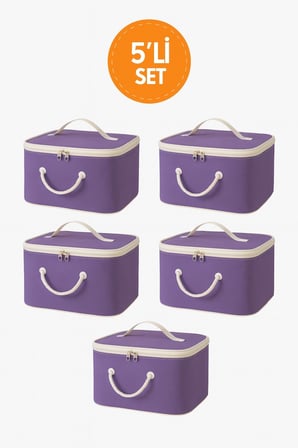 5'li Set  Şeffaf Kapaklı Hurç – 28x32x15 cm Orta Boy Dolap İçi Kıyafet ve Havlu Düzenleyici