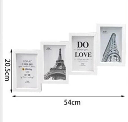  Çoklu Fotoğraf Çerçevesi MDF Ahşap Modern Kolaj Çerçeve Fotoğraf Tutucu 4 Fotoğraf 10x15cm beyaz renk